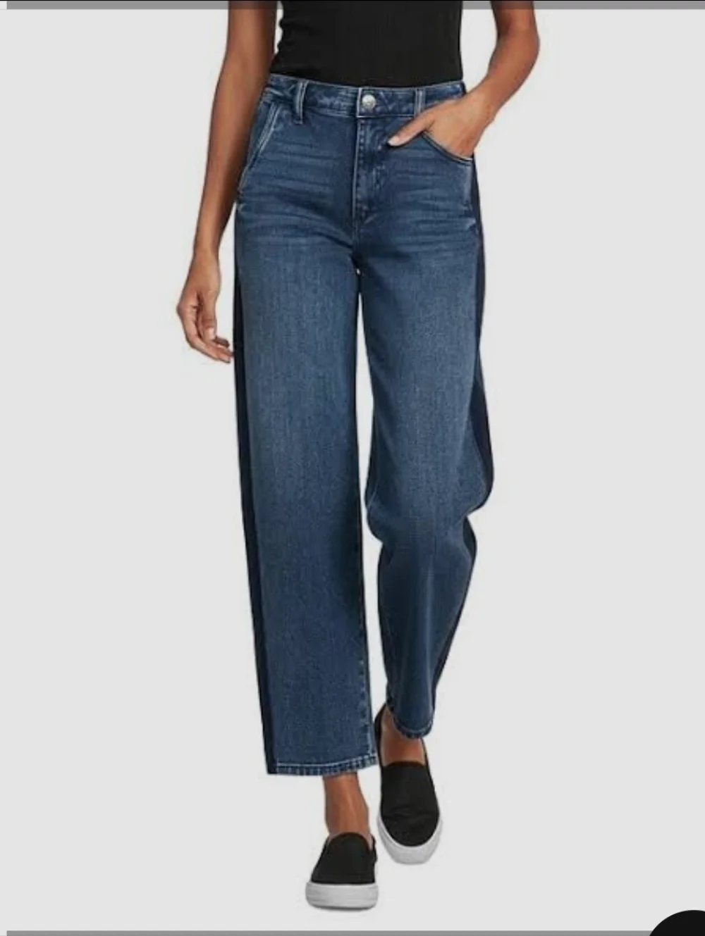 Kut from the Kloth Two-Tone Dark and Medium Blue High-Rise Jeans And Wide Leg - Picture 2 of 11